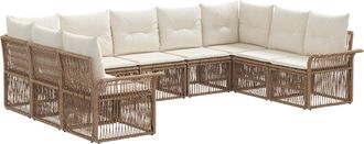 vidaXL Conjunto De Sof&aacute;s De Jard&iacute;n 9 Uds. Beige Rat&aacute;n Sint&eacute;tico Vidaxl