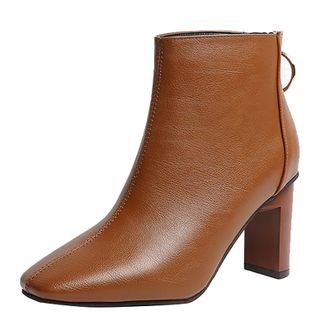 Generic Womens Ankle Boots with Block Heel, Artificial Leather Construction in Black, White and Brown, Breathable Soft Rubber Sole