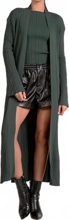 Elan Long Sweater Cardigan In Pine