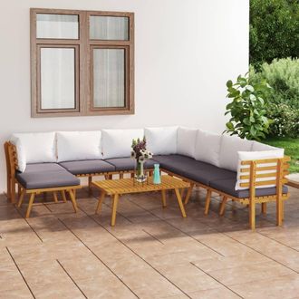 vidaXL Juego Muebles De Jard&iacute;n Y Cojines 9 Pzas Madera Maciza Acacia Vidaxl