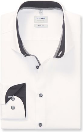 Olymp Businesshemd OLYMP Level Five body fit, Herren, Gr. 37, N-Gr, grau (wei&szlig;, anthrazit, kontrastfarbene details), Web, Obermaterial: 97% Baumwolle, 3% El