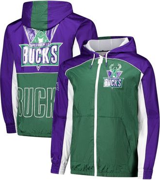 Mitchell & Ness Mens Mitchell & Ness Green/Purple Milwaukee Bucks Hardwood Classics Big Shot Premium Full-Zip Windbreaker Jacket at Nordstrom, Size Xx-Large