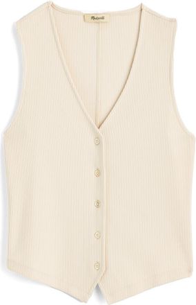 Madewell Rib V-Neck Vest in Vintage Ivory at Nordstrom, Size Xx-Small