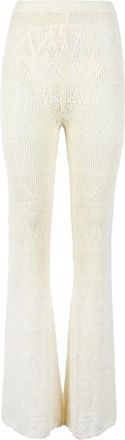 Patrizia Pepe Elegante Katoenmix Broek - Dames - Wijde Broeken - Wit - L - Katoen - Broeken