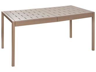 Beliani Mesa de comedor 6 personas de material sint&eacute;tico marr&oacute;n