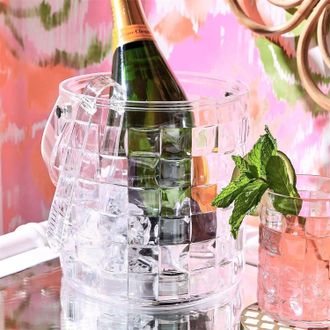 Two's Company Cube Acrylic Ice Bucket & Tongs In White
