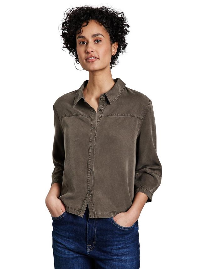 Street One Damen Blusen-Shirt Aus Jersey – Hemdkragen, 3/4-Ärmel, Mit Stretch, Bequem & Elegant