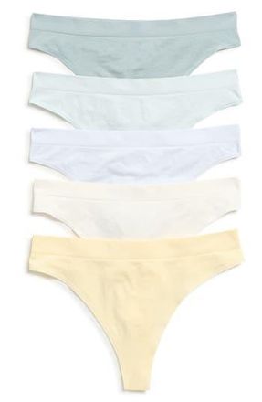 Nordstrom Rack 5-Pack Everyday Seamless Thongs in Blue Ancient Multi at Nordstrom Rack, Size X-Small