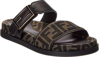 Fendi Feel FF Jacquard & Leather Sandal