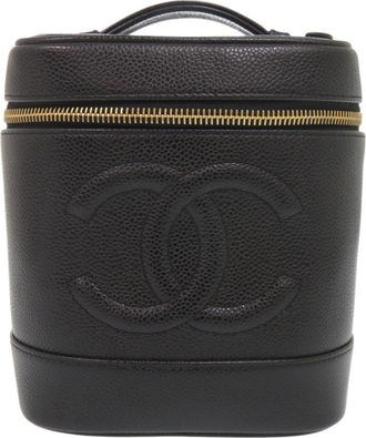 Chanel Black Grained Calfskin Pouch Vanity Bag (Pre-Owned)