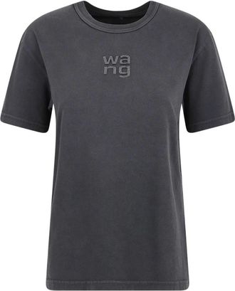Alexander Wang SS Tee W/ Hotfix Logo - female - Alexander Wang - T-Shirts - Black - M - Tops