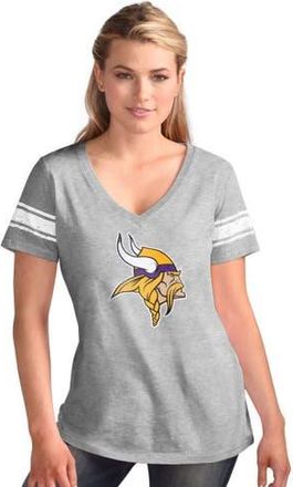 G-III 4Her by Carl Banks Womens G-III 4Her by Carl Banks Heather Gray Minnesota Vikings First Pick Distressed V-Neck T-Shirt at Nordstrom, Size Medium