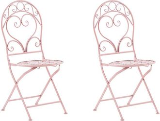 Beliani Set of 2 Garden Chairs ALBINIA Metal Pink