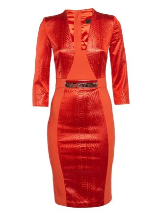 Elisabetta Franchi snakeskin-effect midi dress - Orange