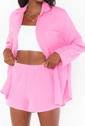 Show me your Mumu Weekday Button Up Top In Bubblegum