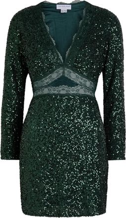 Never Fully Dressed Mimi mini-jurk verfraaid met pailletten - Groen