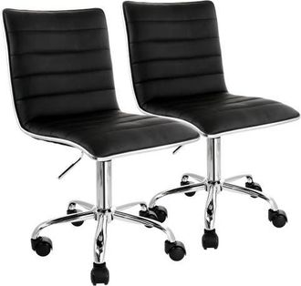 Elama 2 Piece Adjustable Faux Leather Rolling Office Chair in Black at Nordstrom
