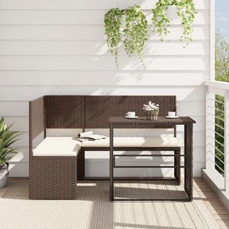 vidaXL Sof&aacute; De Jard&iacute;n En Forma De L Con Mesa Y Cojines Rat&aacute;n Pe Marr&oacute;n Vidaxl