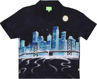 HUF Stadsgezicht Korte Mouw Shirt Zwart - Heren - Korte mouwen Overhemden - Zwart - XL - Rayon - Overhemden