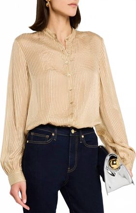 Frame Denim Collarless Lurex Blouse In Champagne Multi