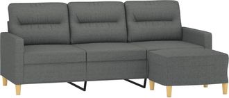 vidaXL Vidaxl - Sof&aacute; De 3 Plazas Con Taburete De Tela Gris Oscuro 180 Cm