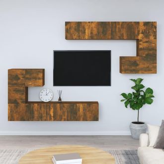 vidaXL Mueble De Pared Para Tv Madera Contrachapada Roble Ahumado Vidaxl