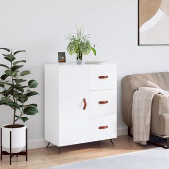 vidaXL Credenza 69,5x34x90 Cm In Legno Multistrato Bianco Lucido - Vidaxl