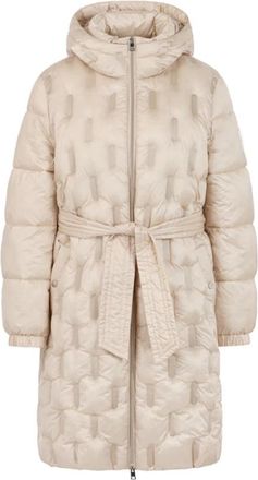 Marc Cain Gewatteerde jas met capuchon - Dames - Winterjassen - Beige - L - Leer - Jassen