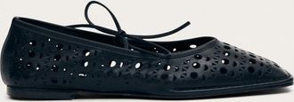 Alohas Womens Sway Slit Leather Flats In Black