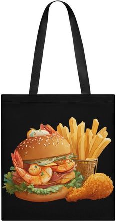 Generic Hamburger French Fries Tote Bag for Women Men Shoulder Bags Purses Pouch Handbags