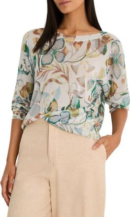 Nic+Zoe Pressed Flowers Metallic Sweater in Neutral Multi at Nordstrom, Size Xx-Large