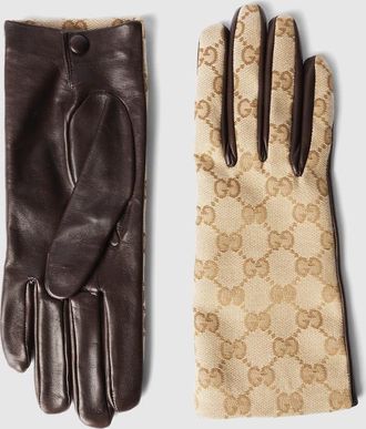 Gucci GG Canvas Gloves, Beige