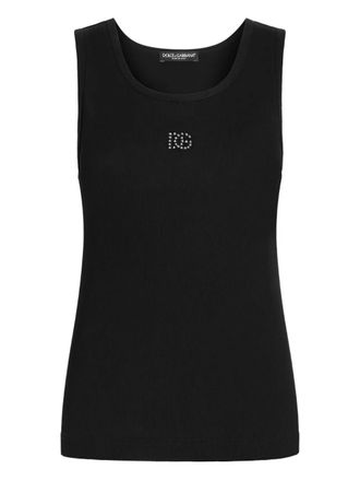 Dolce & Gabbana Tanktop met stras logo - Zwart