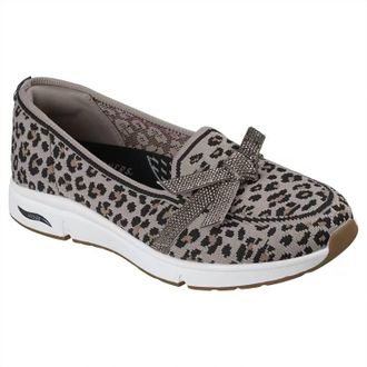 Skechers Womens Martha Stewart Arch Fit Living Casual Loafer In Off White Leopard