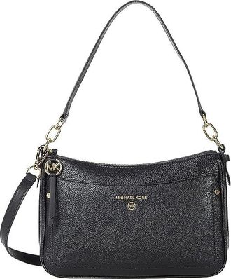 Michael Kors Jet Set Charm Medium Top Zip Pochette Crossbody Womens Handbags Black, Leather