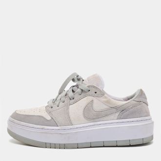 Nike Air Jordans Grey/white Suede Elevate Air Jordan 1 Low Top Sneakers