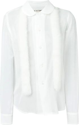Comme Des Garçons faux fur trim sheer shirt - Bianco