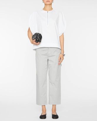 Tibi Eco Poplin Balloon Origami Top In White