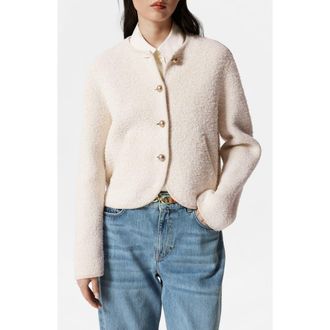 & Other Stories Glitter Cotton Blend Cardigan in White Dusty Light at Nordstrom, Size Large