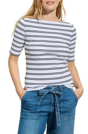 Sanctuary Boat Neck Rib Top in Chalk White/Black Stripe at Nordstrom, Size X-Large