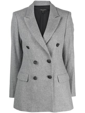 Rag & Bone double-breasted virgin wool-blend blazer - women - Virgin Wool/Polyamide/Polyester/Cotton - 16 - Grey