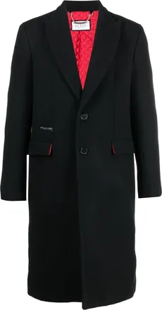 Philipp Plein graffiti-print single-breasted coat - men - Polyester/Acrylic/Wool/Polyester - 46 - Black