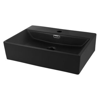 ECD Germany Lavabo de cer&aacute;mica rectangular lavamanos para ba&ntilde;o 515 x 360 x 130 mm