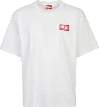 Diesel Witte Katoenen T-Boxt T-shirt - Heren - T-shirts - Wit - XL - Katoen - Tops