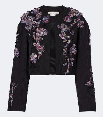 Dries Van Noten Vonda appliqu&eacute; embellished cropped jacket