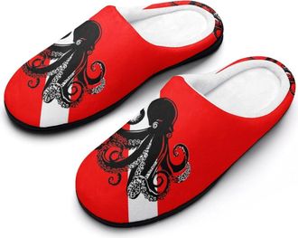 Generic Octopus Dive Flag Funny Mens Cotton Slippers Soft Non-Slip Rubber Sole House Slipper Indoor Outdoor