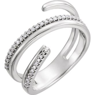 Pompeii3 14kt White 1/6 CTW Diamond Negative Space Ring Right Hand Twist Ring
