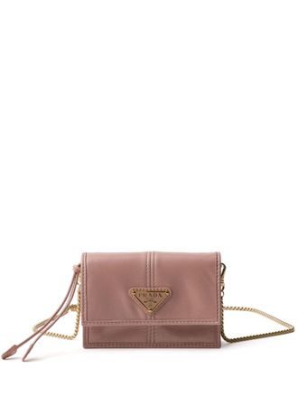 Prada Portacarte in pelle con tracolla - Rosa