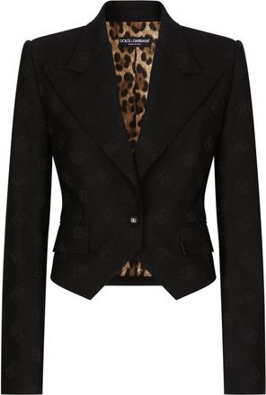 Dolce & Gabbana monogram-jacquard single-breasted blazer - women - Virgin Wool/Wool - 44 - Black