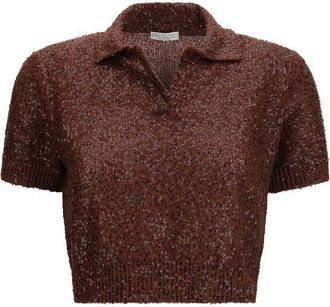 Brunello Cucinelli Bordeaux Linen Pattern Womens Shirt